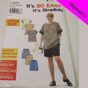 Simplicity 7564 Sewing Pattern EASY shirt & shorts size 18W-24W